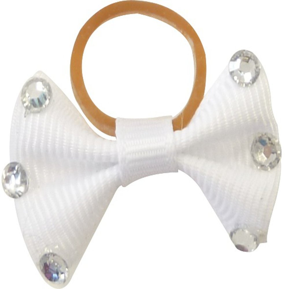 Equi-Theme/Equit'M Braided Bows with Clear Rhinestones, Unisex, 306802, Crystal White