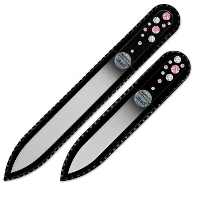 Mont Bleu Set of 2 Hand-Decorated Glass Nail Files with Swarovski Elements