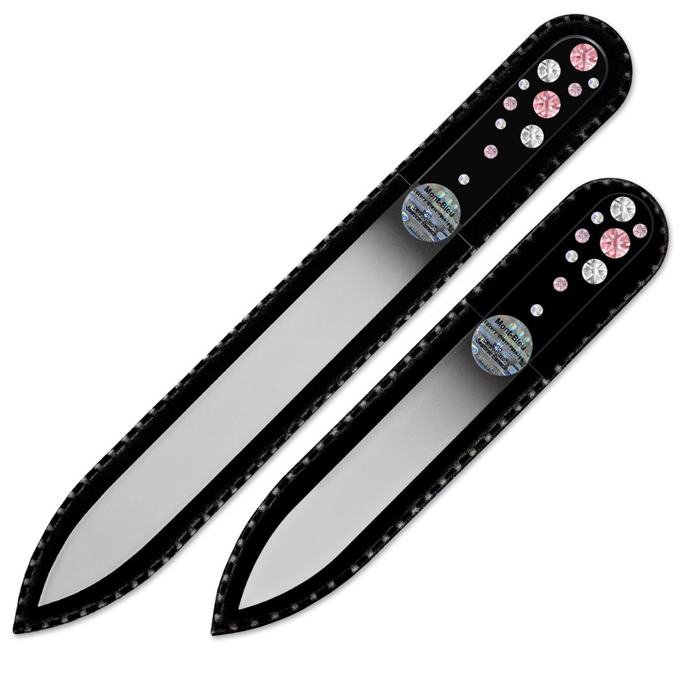 Mont Bleu Set of 2 Hand-Decorated Glass Nail Files with Swarovski Elements