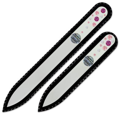 Mont Bleu Set of 2 Hand-Decorated Glass Nail Files with Swarovski Elements
