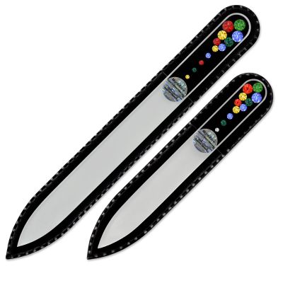 Mont Bleu Set of 2 Hand-Decorated Hardened Glass Nail Files with Swarovski Elements