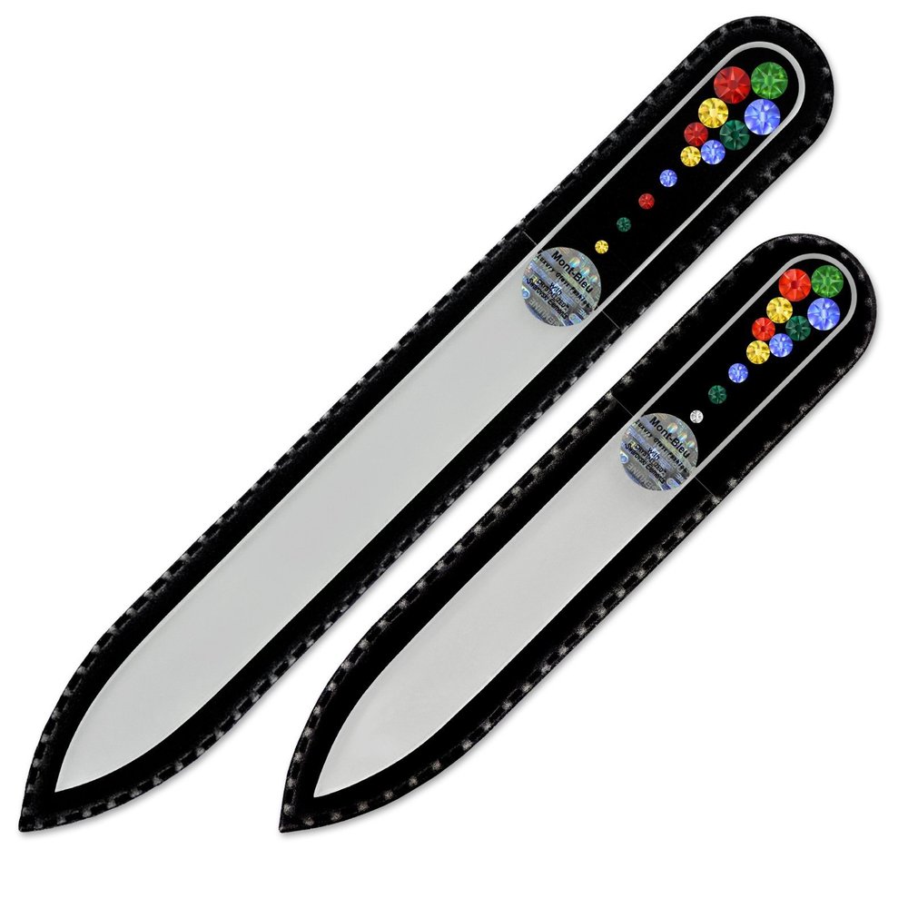 Mont Bleu Set of 2 Hand-Decorated Hardened Glass Nail Files with Swarovski Elements