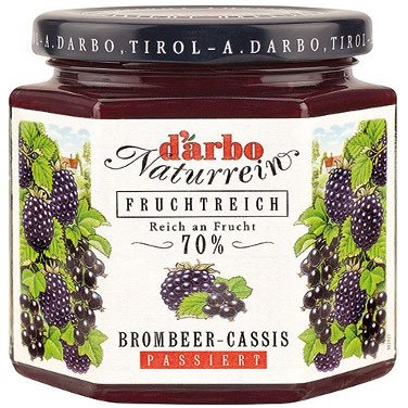 Darbo Fruchtreich Blackberry–Blackcurrant Jam, Strained - 200 g