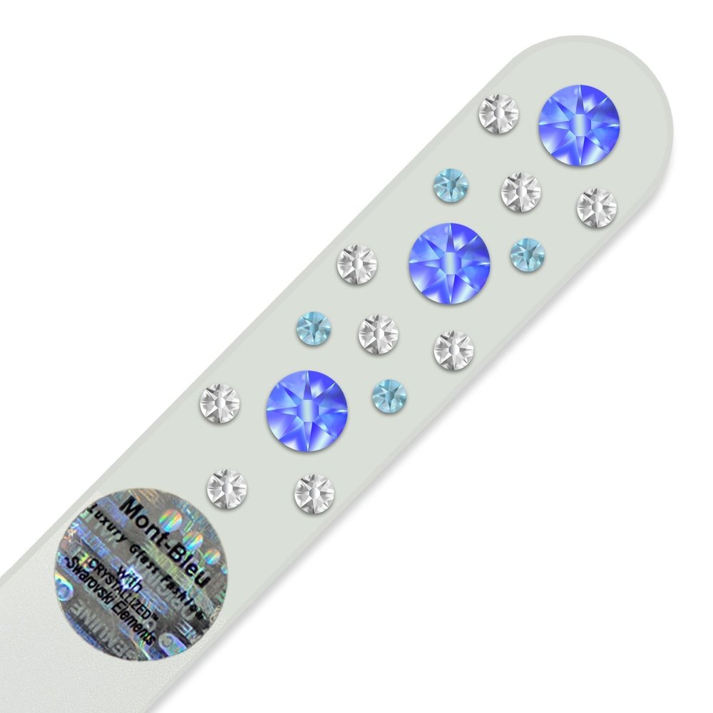Mont Bleu Hand-Decorated Glass Nail File with Swarovski Elements, Black Velvet Case