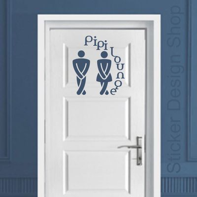 PIPI Lounge Bathroom Door Sticker, Toilet Sign, Wall Decal, Black, 20 x 17 cm