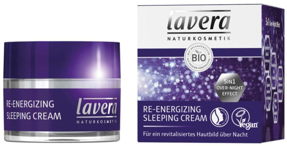 lavera Re-Energizing Sleeping Cream – Night Cream with Organic Grape & Vitamin E – Vegan Natural Cosmetics – 50 ml