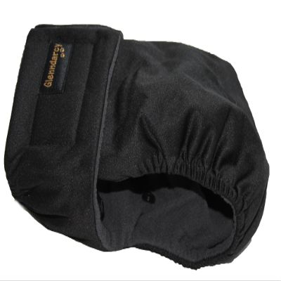 Glenndarcy Female Dog Diapers - Waterproof Fabric (Small Pants with 2 Washable Pads, Black)