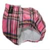 Dog Diapers for Female or Incontinent Dogs, Waterproof Fabric, S–XL, Washable Inserts, Pink Tartan view 1