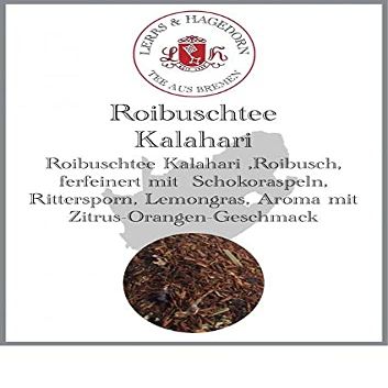 Lerbs & Hagedorn Kalahari Rooibos Tea, 250 g (approx. 21 liters), with Chocolate Shavings, Larkspur and Lemongrass