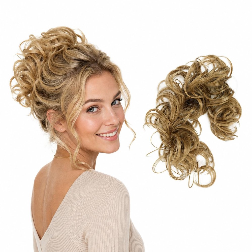 CAISHA 80 cm Hairpiece Scrunchie Bun Voluminous Wavy Dark Blonde HW13
