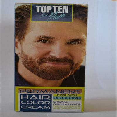 Top Ten for Men Permanent Color Cream for Hair, Beard and Mustache, 06 Blonde, Visible Effect After 10 Minutes
