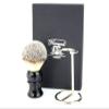 Luxury Shaving Brush Gift Set (Synthetic Hair Brush with Stainless Steel & Chrome Handle) by Haryali London view 2