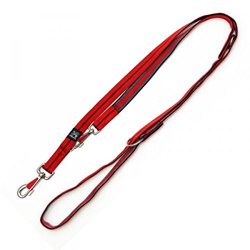 A. Hoffmann Nylon Dog Leash, Red Stripe, 3-Way Adjustable, 100–210 cm, 20 mm
