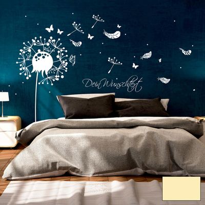Dandelion Wall Decal with Butterflies, Feathers & Dots M1920 – Cream, Size S