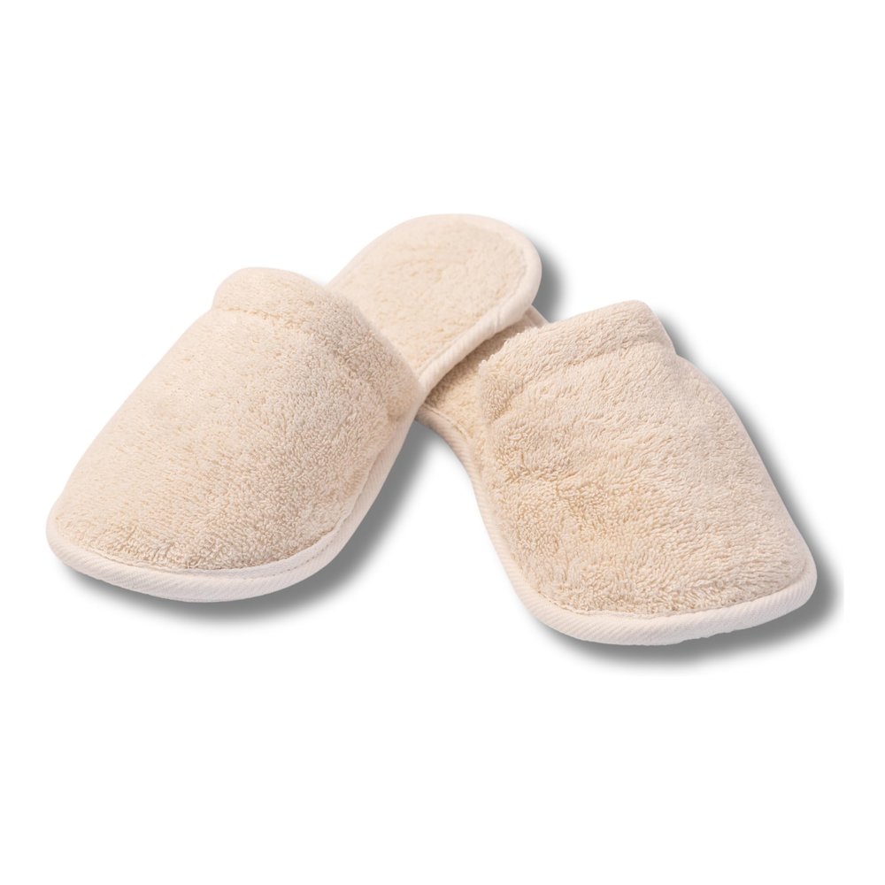 Eco Bath London Natural Terry Cloth Slippers, Size S
