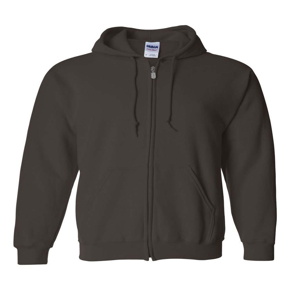 Heavy Blend 50/50 Full-Zip Hooded Sweatshirt (G186), Dark Chocolate, L (12 pieces)