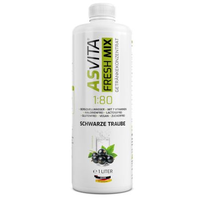 AsVita Fresh Mix Sugar-Free Syrup 1:80, 1 L – Black Grape