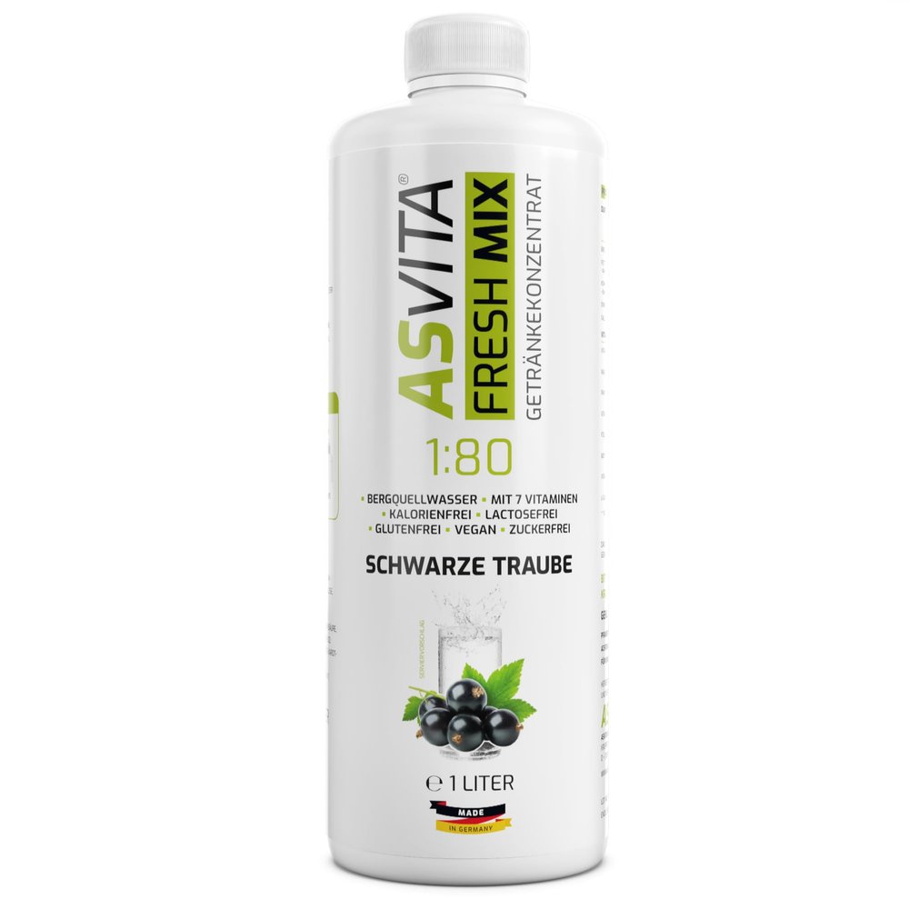 AsVita Fresh Mix Sugar-Free Syrup 1:80, 1 L – Black Grape