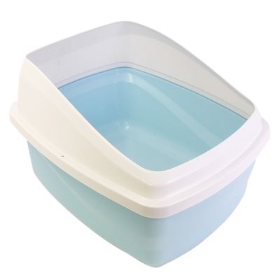 Catit Cat Litter Box with Rim, 38 x 48 x 19cm, Blue/Grey