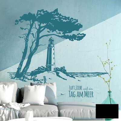 Hiddensee Baltic Sea Lighthouse Wall Decal with Quote M1930 – Black, Size M