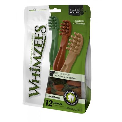 Whimzees Toothbrushes, Medium, 11 cm, 12 Count