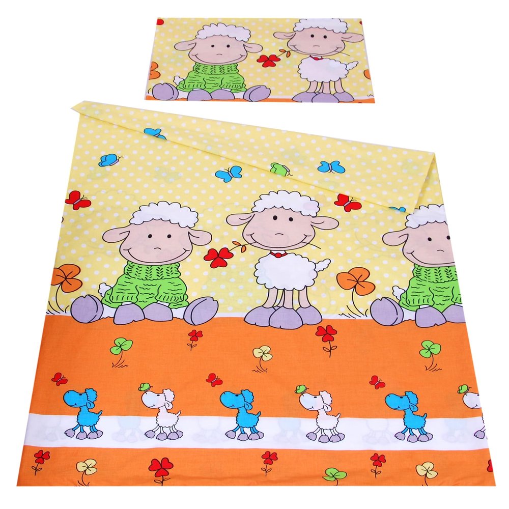 BabyLux Baby Bedding Set, 2-Piece, 90 x 120 cm, Orange Sheep