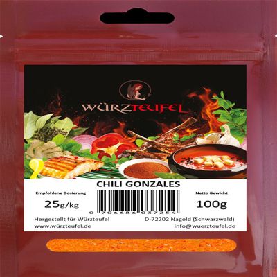 Chili Gonzales, Extra-Mild Fruity Grill Seasoning Blend, Texan-Mexican, 100 g Pouch