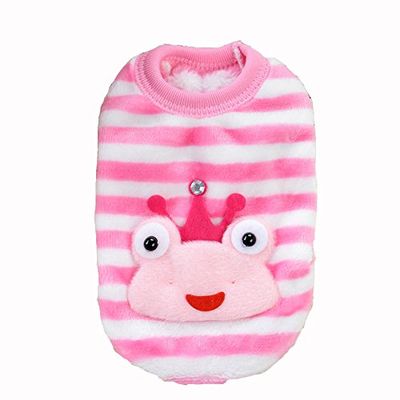 New Striped Cartoon Pet Sweater for Puppies (XS, Pink Frog)