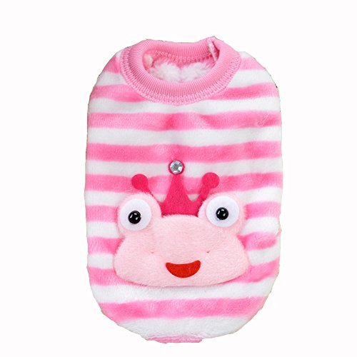 New Striped Cartoon Pet Sweater for Puppies (XS, Pink Frog)