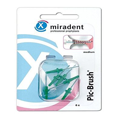 miradent Pic-Brush Replacement Brushes, 6 pcs: Green, Medium, 2.2 mm