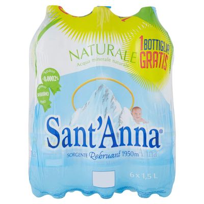 Sant'Anna Natural Water from Vinadio Spring, 6 x 1.5 L