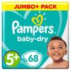 Pampers (Old Version), Size 5+, 68 Diapers, 12–17 kg, Jumbo+ Pack, Air Channels for Breathable Overnight Dryness view 1