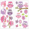Samunshi 19-Piece Pink Owl Wall Sticker Set for Kids’ Rooms, 2 x 16 x 26 cm view 1