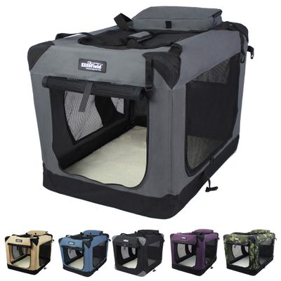 EliteField Soft Folding Dog Crate with 3 Doors, 91.4 x 61 x 71.1 cm, Gray