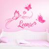 Wandaro Custom Name Wall Decal with Flowers & Butterflies, Grass Green, 58 x 39 cm view 1