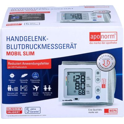 Aponorm Mobil Slim Wrist Blood Pressure Monitor, 1 unit