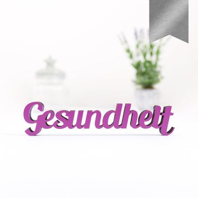 KLEINLAUT 3D Word Sign "Gesundheit": 15 x 3.4 cm - Decorative Letters - 32 Colors Available - Silver