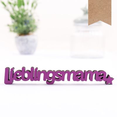 KLEINLAUT 3D “Favorite Mom” Sign, 25 x 3.9 cm, Natural Wood