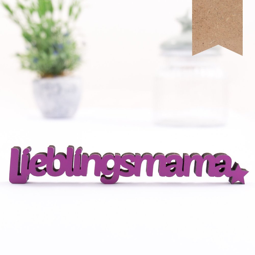 KLEINLAUT 3D “Favorite Mom” Sign, 25 x 3.9 cm, Natural Wood