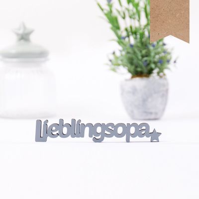 KLEINLAUT 3D Sign “Favorite Grandpa,” 10 x 1.9 cm - Decorative Letters - 32 Colors - Natural Wood