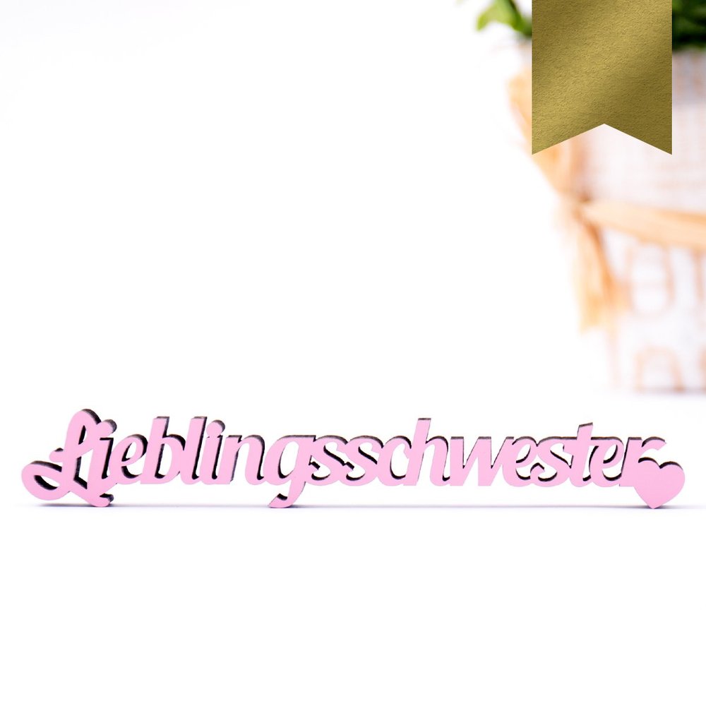 KLEINLAUT 3D “Favorite Sister” Sign, 25 x 3.7 cm, Gold