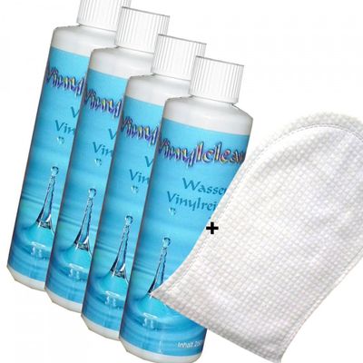Waterbed Care Set – 4 x 250 ml Stricker Vinylclean Vinyl Cleaner with 1 Care Glove