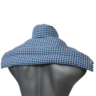 Cherry Pit Shoulder & Neck Heating Pad with Collar, Blue and White