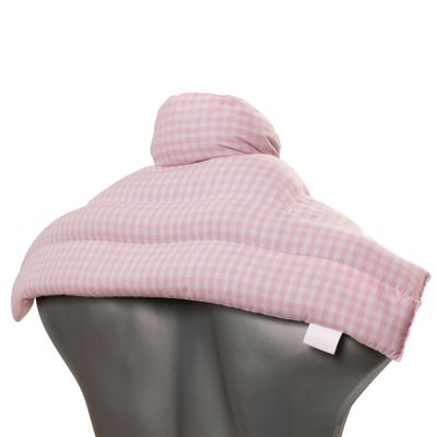 Cherry Pit Shoulder & Neck Pillow with Collar, Organic Cotton, Pink/White