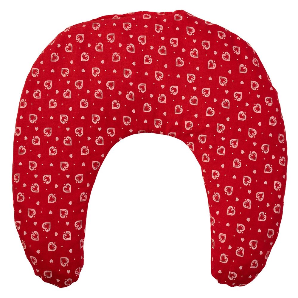Rapeseed Neck Pillow, Hearts Red, 30 x 33 cm