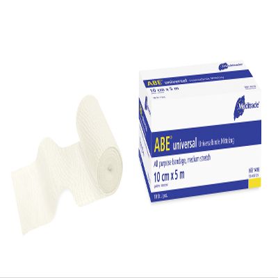 Meditrade 1415 ABE Permanent-Elastic Universal Bandage for Traumatological Indications, Non-Sterile, 5 m x 8 cm, Natural White (Pack of 10)