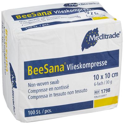 Meditrade 1798 Beesana Nonwoven Gauze Compresses, Non-Sterile, 6-Ply, 30 g, 10 x 10 cm, 100-Pack