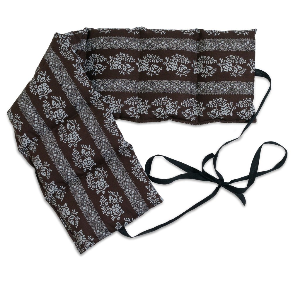7-Chamber Wheat Heat Wrap with Ties, 65 x 15 cm, Brown Floral