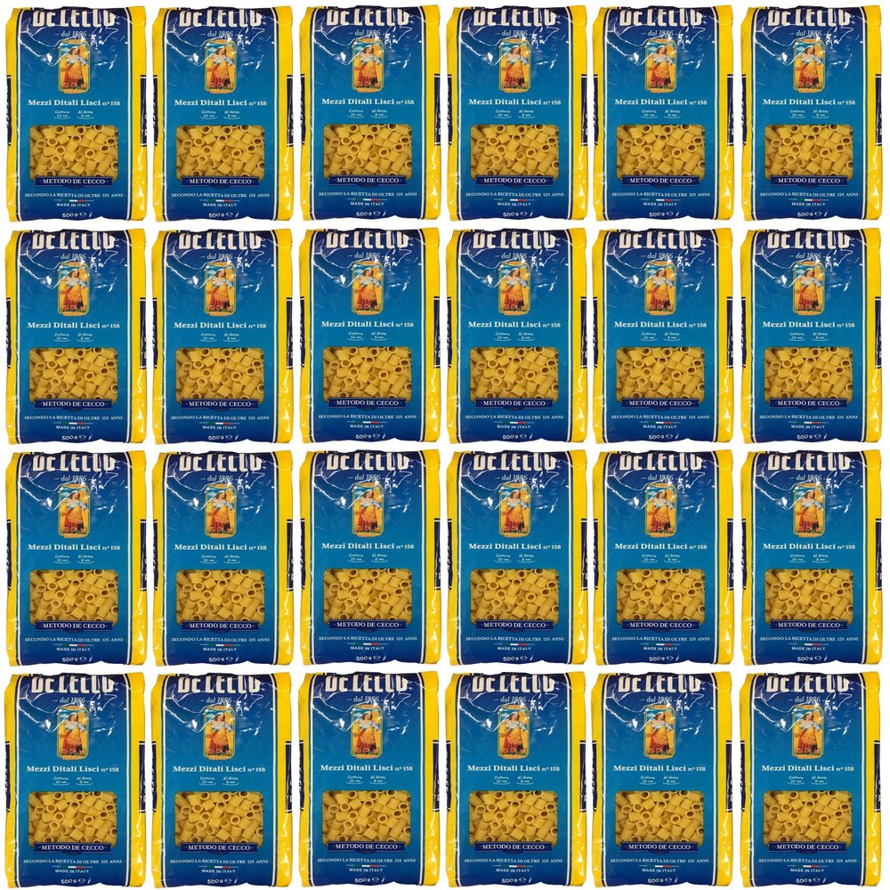De Cecco Mezzi Ditali Lisci Pasta No. 158 (24 x 500 g)