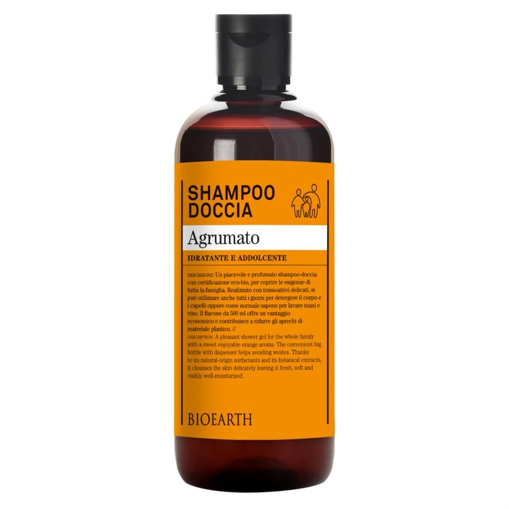 Bioearth Family Shampoo, 500 ml, Orange, Lemon & Rosemary Essential Oils, Eco-Bio, Vegan